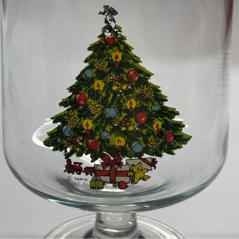 1985 CARLTON Christmas Tree Clear Glass Footed Candy Apothecary Jar - Picture 9 of 11